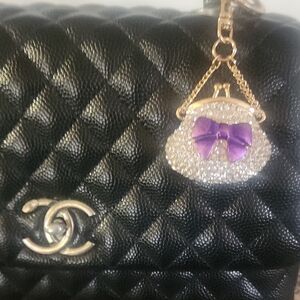 Sparkling Bow Purse, Handbag Backpack Luggage Charm, Zipper Pull,Keychain